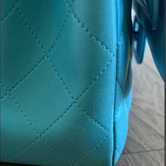 Chanel Jumbo Double Flap Bag Turquoise Blue Lambskin - Picture 12 of 15